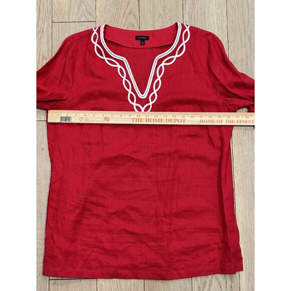 Talbots 100% Linen Tunic Shirt Popover Red Womens‎ Size Medium Resort Beach - Picture 8 of 8
